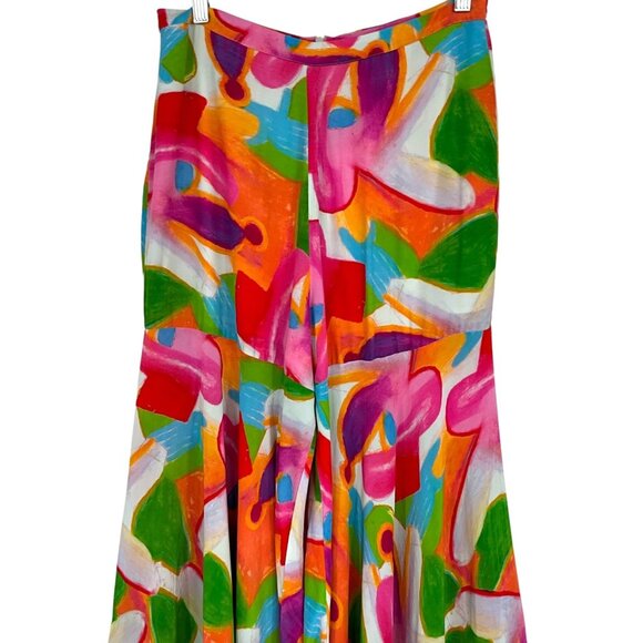 Rhys Lee X Gorman Pants Multicolor Silk Blend Extra Wide Leg Size 12 Women's - Picture 2 of 9